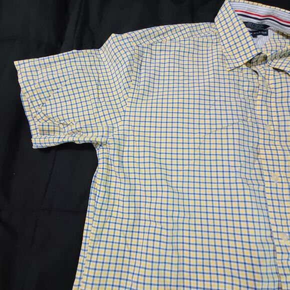 Tommy Hifiger Mens Button Up Multicolor Size XL Cotton Short Sleeve Logo Collar - Picture 7 of 12